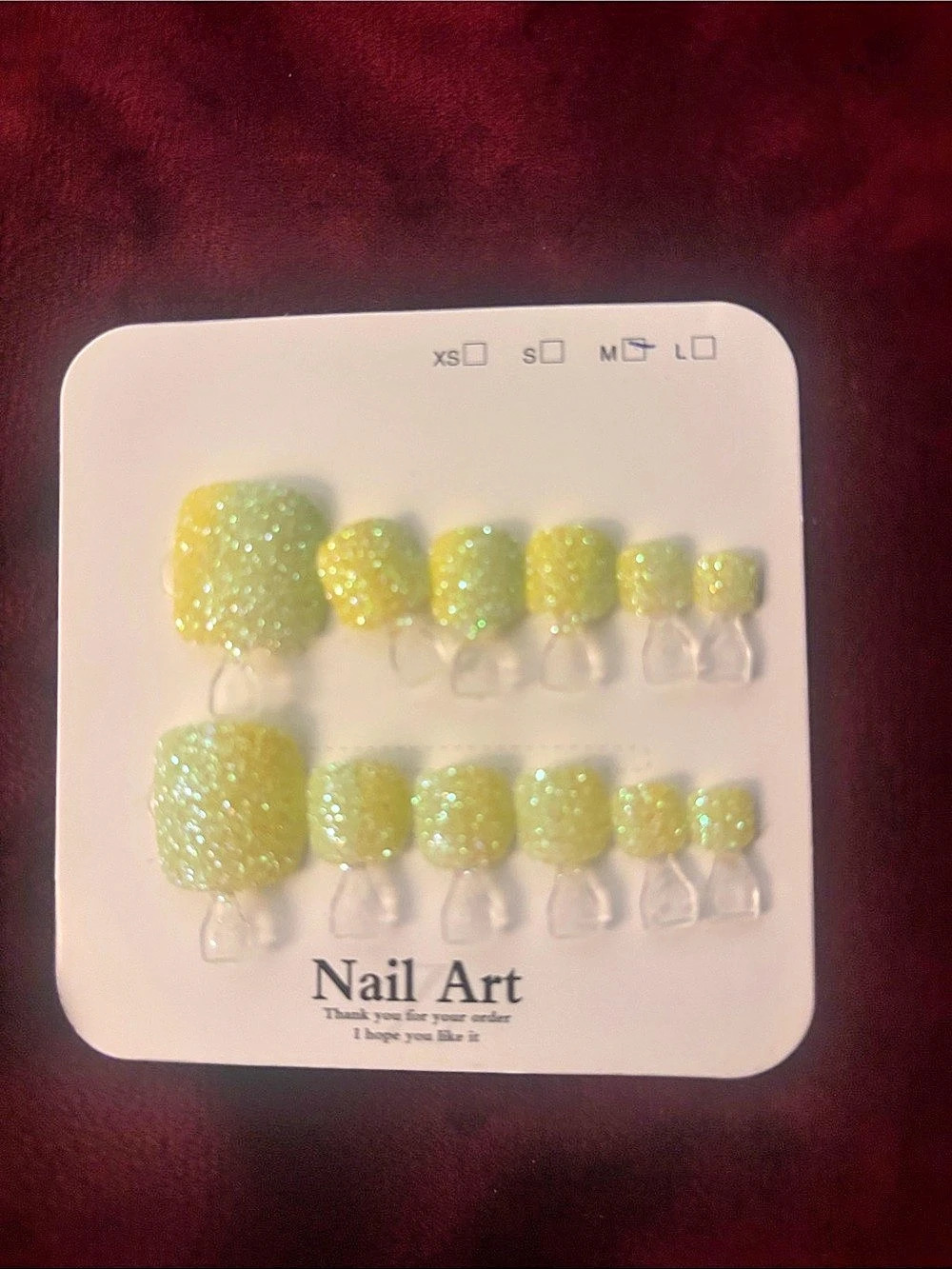 Yellow Glitter Press-On Toenails